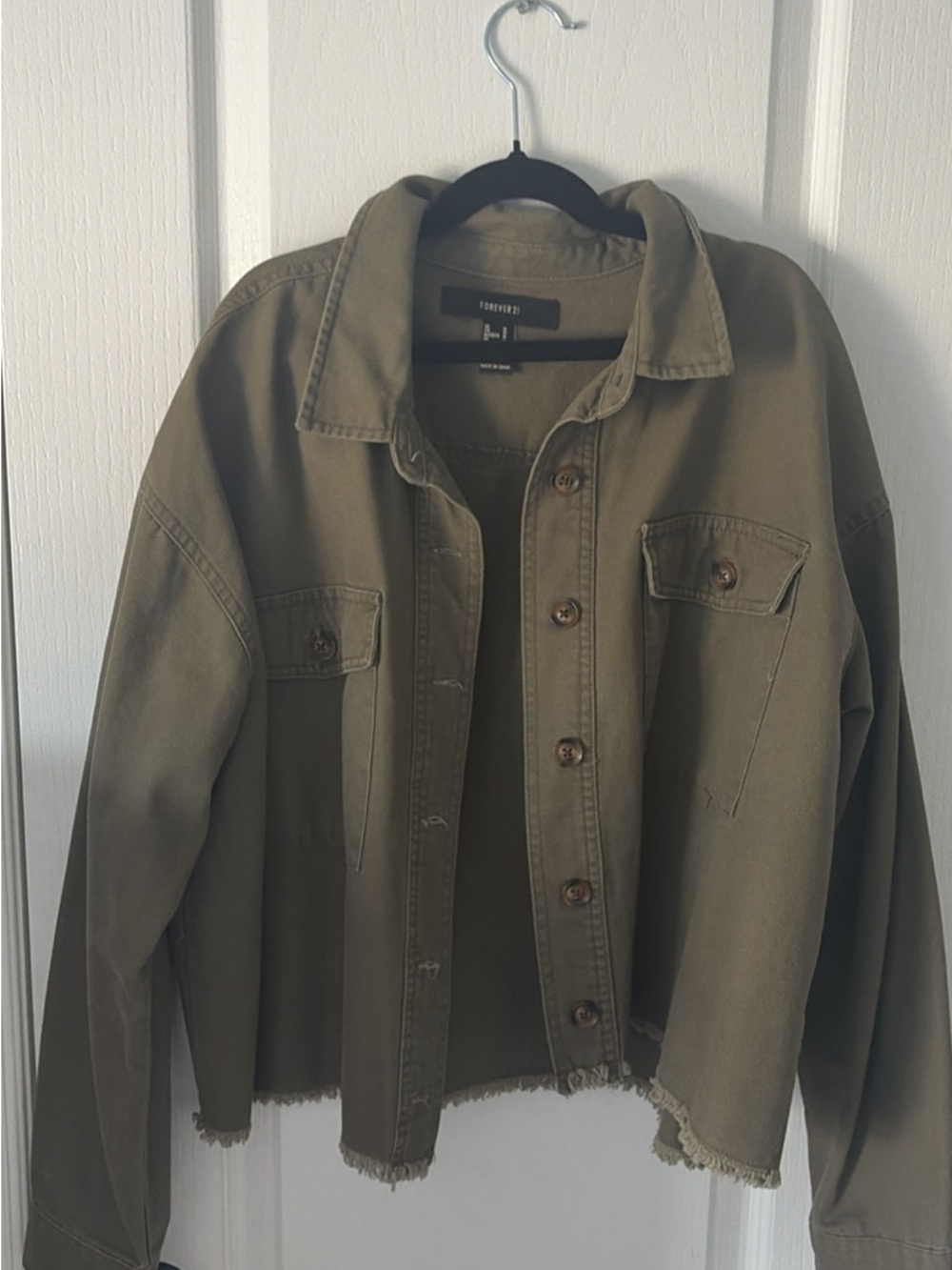 Forever 21 Olive Utility Jean Jacket
